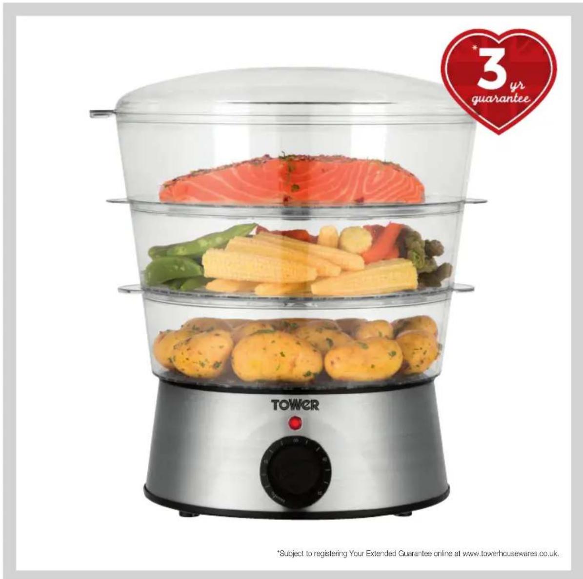 3 yr guarantee TOWER *Subject to registering Your Extended Guarantee online at www.towerhousewares.co.uk.
