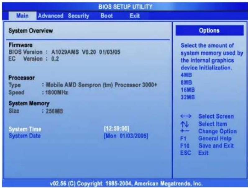 MSI M635 - BIOS Setup Menu - 1