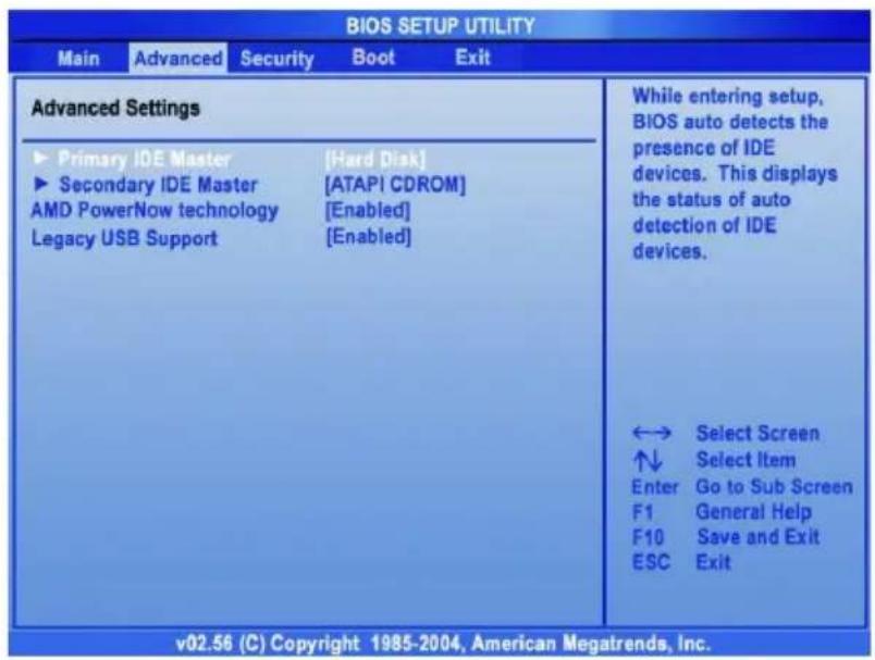 MSI M635 - Advanced menu - 1