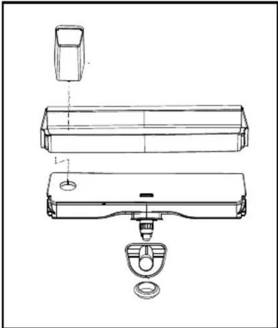 Technical line drawing of a mechanical assembly with exploded view (no text or symbols)