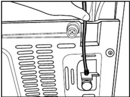 Line drawing of a hand inserting a screw into a computer drive (no text or symbols).