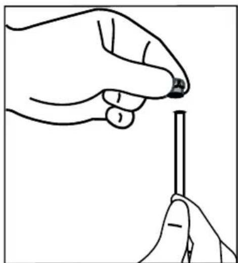 Line drawing of a hand holding a pen tip, no text or symbols present