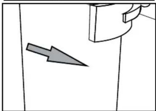 Simple line drawing of a door with an arrow pointing to the side panel (no text or symbols).