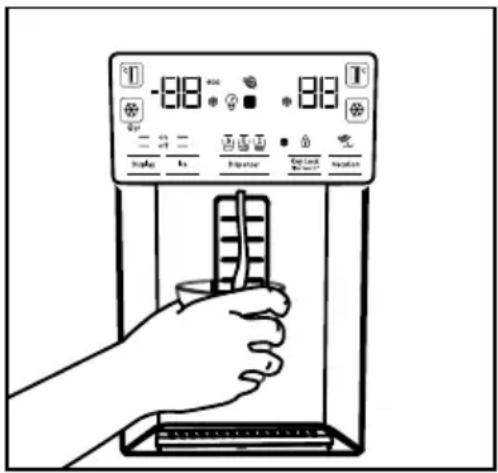 Diagram of a hand holding a temperature control device with labeled buttons for heating, cooling, and heating unit.