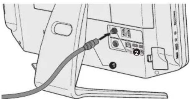 Diagram showing cable connection to a device with labeled components and numbered parts