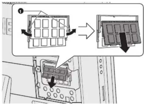 Diagram showing device panel insertion process with labeled components and directional arrows