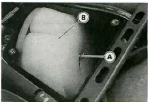 Medical or anatomical image showing labeled parts A and B with arrows pointing to specific areas within a mechanical or vascular structure.