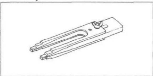 Technical line drawing of a mechanical clamp or tool component (no text or symbols)