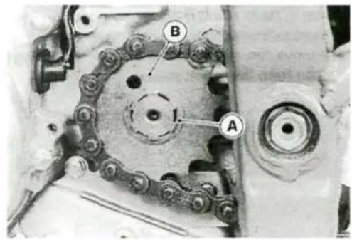 Mechanical gear assembly with labeled components A and B (no text or symbols beyond labels)