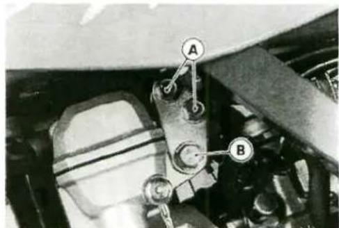 Technical diagram of a mechanical assembly with labeled parts A and B