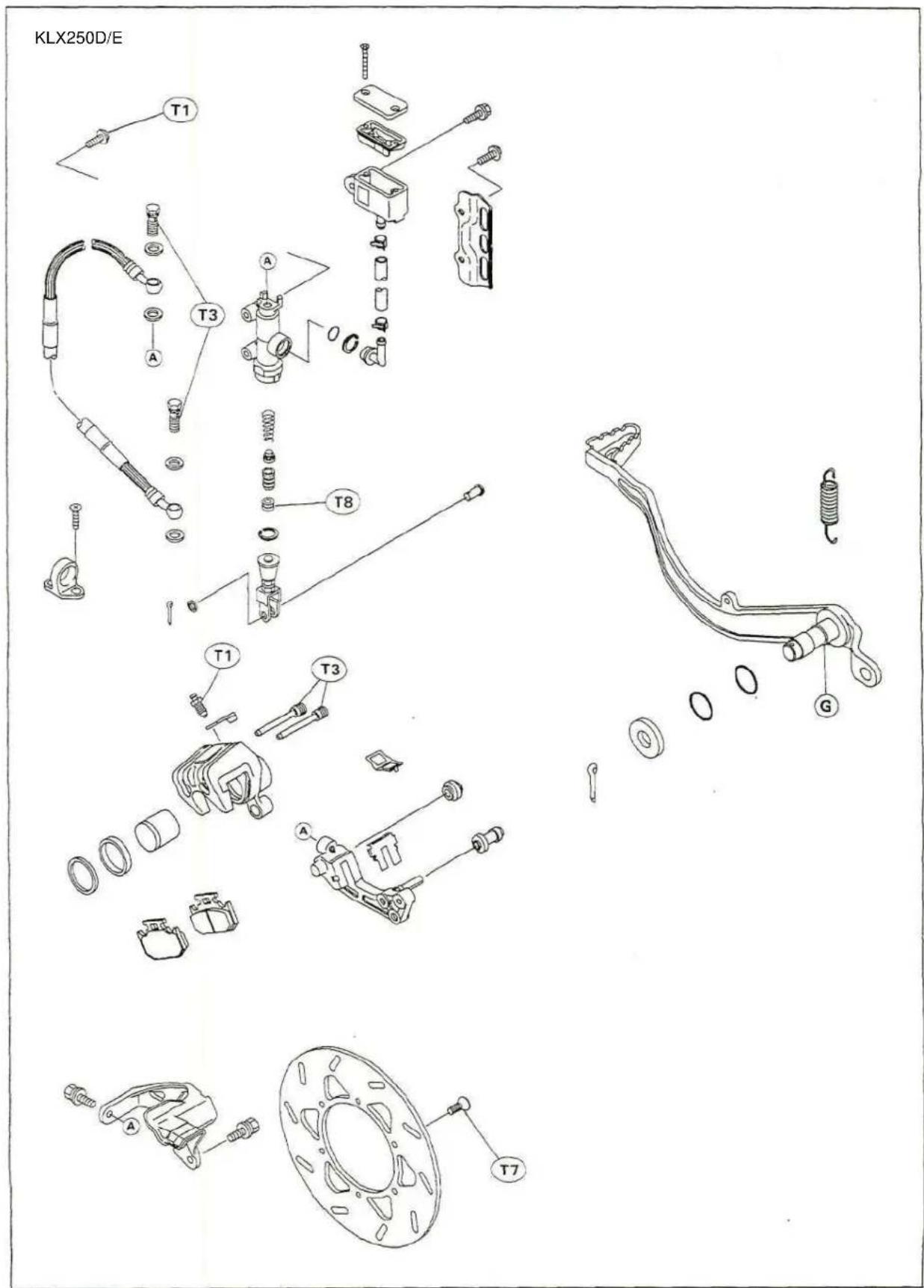 KLX250D/E T1 T3 A T8 T1 T3 G A T7