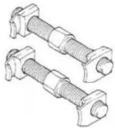Technical line drawing of two threaded fasteners (no text or symbols)