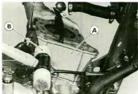Technical diagram of a mechanical assembly with labeled parts A and B, likely from an engineering or mechanical context.
