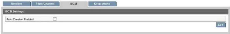 Network Filters Channel iSCSI Email Alerts iSCSI Settings Auto Connection Enabled Edit
