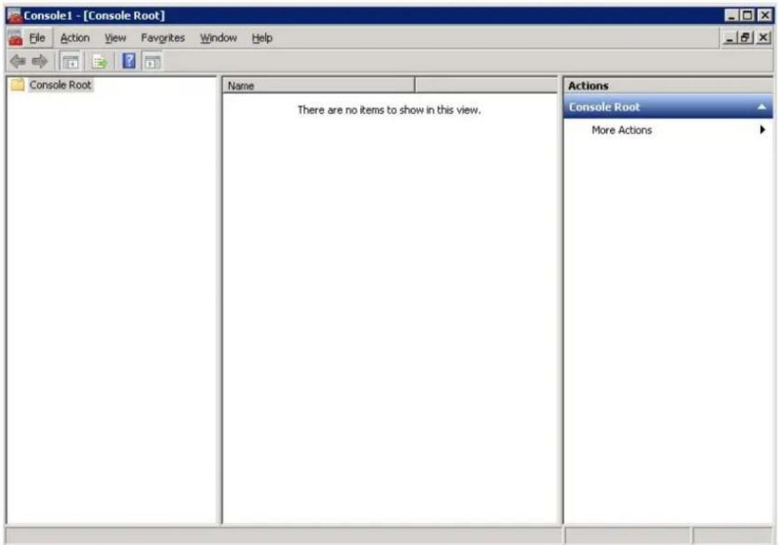 Console1 - [Console Root] File Action View Favorites Window Help Console Root Name There are no items to show in this view. Actions Console Root More Actions