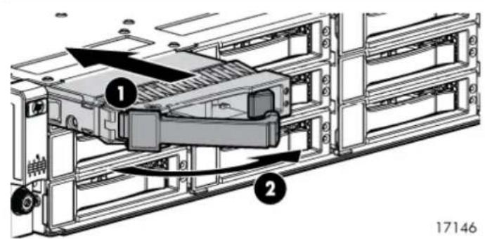 Technical diagram of a server rack with labeled components and directional arrows indicating movement or flow.