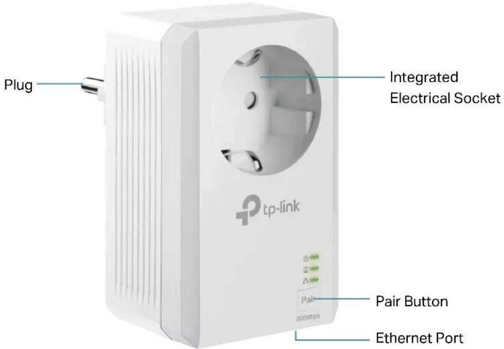 Plug Integrated Electrical Socket tp-link Pair Button 500Mbps Ethernet Port