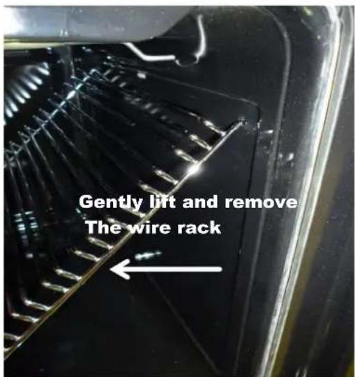 Gently lift and remove The wire rack