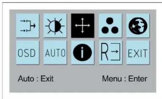 OSD AUTO i R→ EXIT Auto : Exit Menu : Enter
