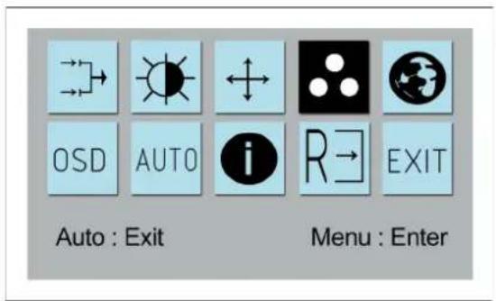 OSD AUTO i R→ EXIT Auto : Exit Menu : Enter