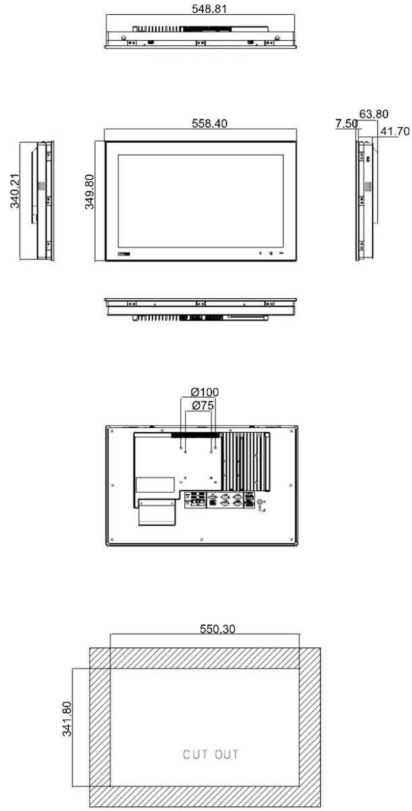 Advantech PPC-4211W - Dimensions - 1