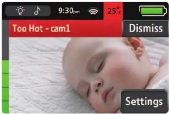Too Hot - cam1 Dismiss Settings