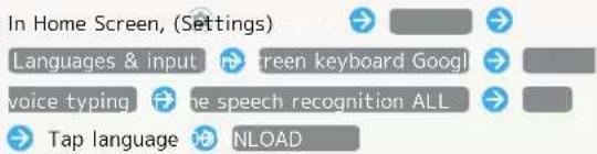 In Home Screen, (Settings) Languages & input → screen keyboard Googl voice typing → the speech recognition ALL Tap language → DOWNLOAD