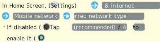In Home Screen, (Settings) & internet → Mobile network referred network type · If disabled ( ) Tap (recommended) / 4 to enable it ( )