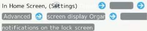 In Home Screen, (Settings) Advanced screen display Organics notifications on the lock screen