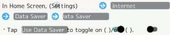 In Home Screen, (Settings) Data Saver Data Saver • Tap Use Data Saver to toggle on ( )/o●( ).