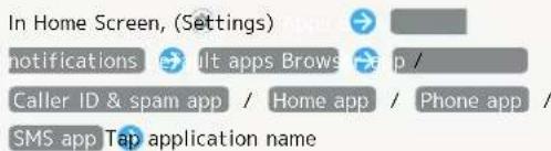 In Home Screen, (Settings) notifications >ult apps Browse >app / Caller ID & spam app / Home app / Phone app / SMS app Tap application name