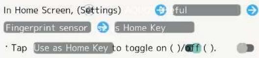 In Home Screen, (Settings) Fingerprint sensor is Home Key Tap Use as Home Key to toggle on ( )/off ( ).