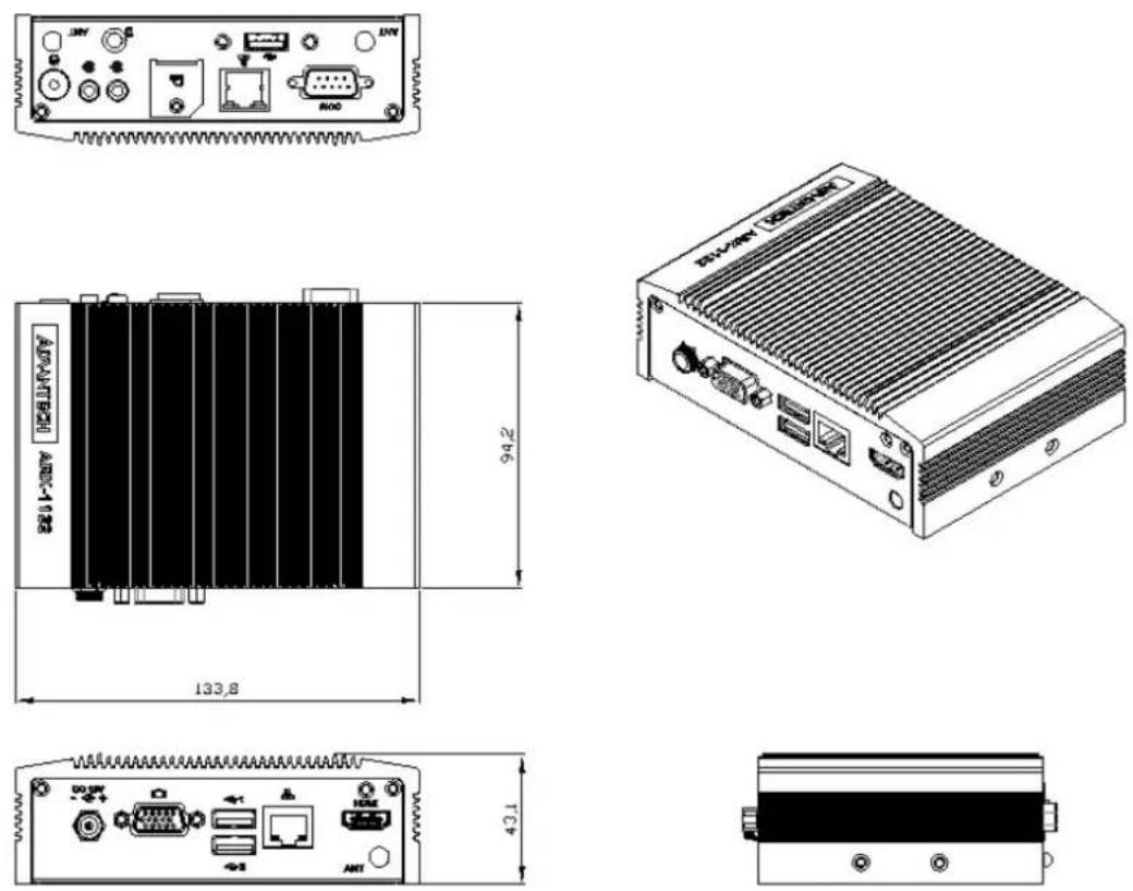 Advantech ARK-1122 - ARK-1122F Dimensions - 1