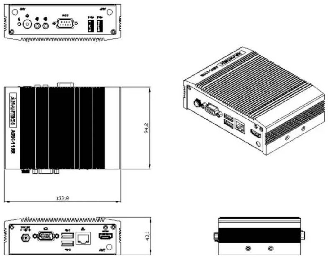 Advantech ARK-1122 - ARK-1122H Dimensions - 1
