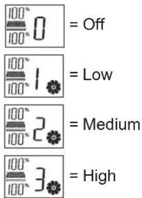 100° 100° 0 = Off 100° 100° 1 = Low 100° 100° 2 = Medium 100° 100° 3 = High