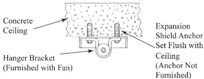 Concrete Ceiling Expansion Shield Anchor Set Flush with Ceiling Hanger Bracket (Furnished with Fan) (Anchor Not Furnished)