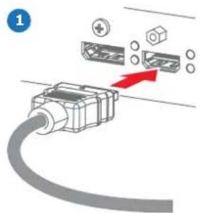 Diagram showing a cable connector with labeled parts and an upward arrow indicating process or assembly.