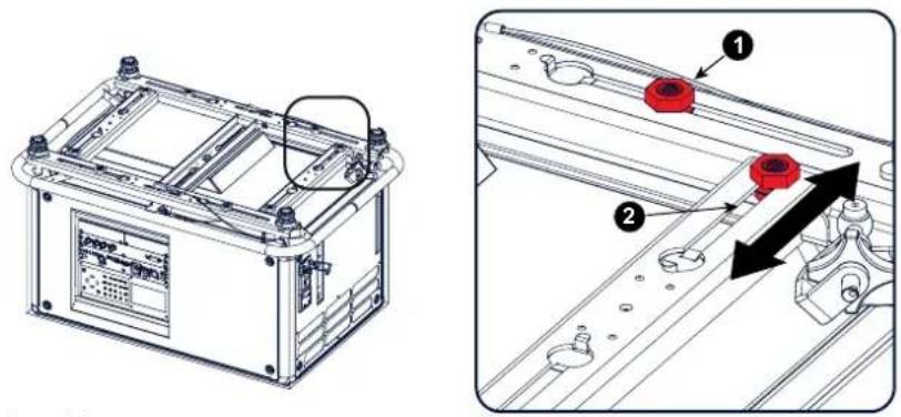 Technical diagram showing a battery pack assembly with labeled components and directional arrows indicating assembly steps.