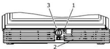 Technical diagram of a device with numbered components, likely an air conditioner unit or fan assembly.