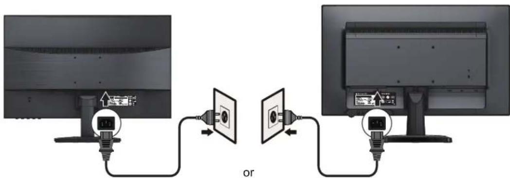 Diagram showing two computer monitors connected via cable, with one monitor displaying a small screen and the other holding an attached power outlet (no text or symbols present)