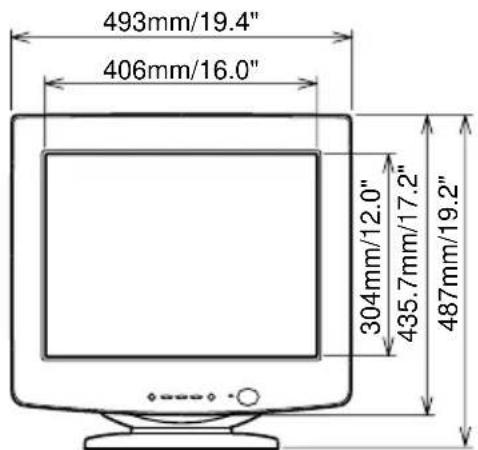493mm/19.4" 406mm/16.0" 304mm/12.0" 435.7mm/17.2" 487mm/19.2"