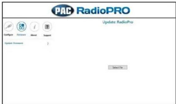PAC RadioPRO Configure Information About Support Update Process Update RadioPro Select For