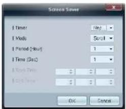 Screen Saver Timer Reg Mod Scroll Period (Hour) 1 Time (Sec) 1 Stop Time - - - - - OK Cancel