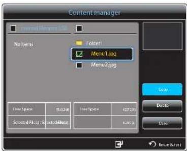 Content manager No items Folder1 Menu1.jpg Menu2.jpg Save Delete Show ReturnSelect