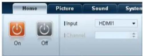 Home Picture Sound System Input HDMI1 Channel On Off