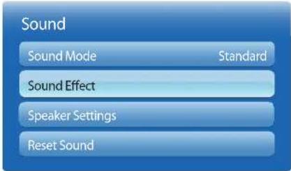 Sound Sound Mode Standard Sound Effect Speaker Settings Reset Sound
