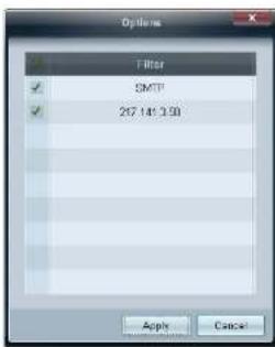 Options Filter SMTP 217.141.3.50 Apply Cancel