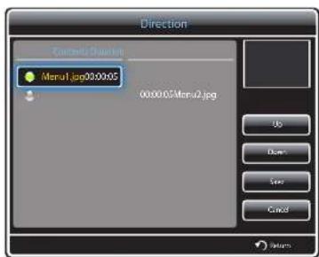 Direction Currents Duration Menu1.jpg00.00.05 00.00.05/Menu2.jpg Up Down Spin Cancel Return