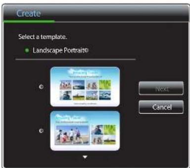 Create Select a template. • Landscape Portrait® Next Cancel