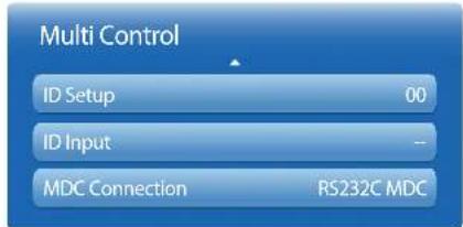 Multi Control ID Setup 00 ID Input -- MDC Connection RS232C MDC